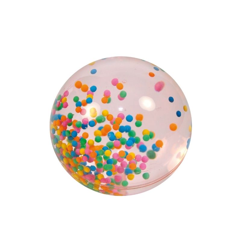 Balle Confetti Sensorielle remplie d'eau avec billes multicolores