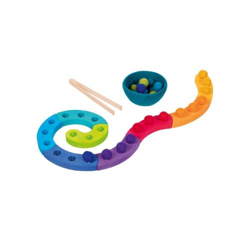 Jeu de tri des couleurs Spirale avec pince et boules de laine - Jilu