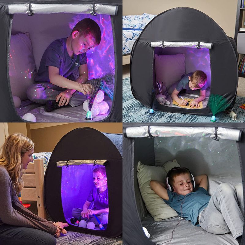 Tente pop-up sensorielle noire - Environnement Snoezelen - Autisme TSA - Jilu