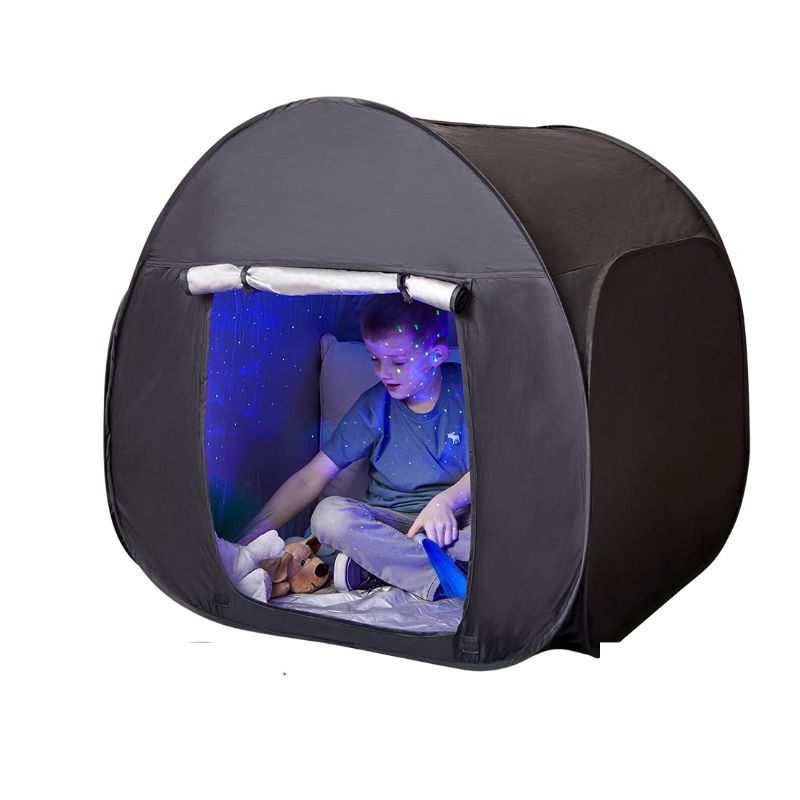 Tente pop-up sensorielle noire - Environnement Snoezelen - Autisme TSA - Jilu