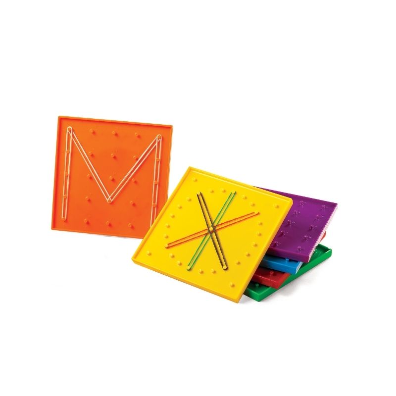 6 Geoboards Geoplans Mathématiques et Motricité fine Elastiques - EDX education - Jilu