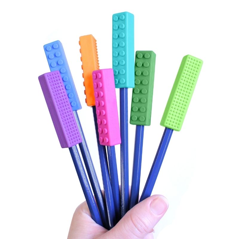 Collier à mâcher en silicone avec pointe de crayon à mâcher, bâton à Collier à mâcher en silicone avec pointe de crayon à mâcher, bâton à