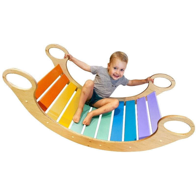 Tunnel en bois à bascule - Jeux et jouets sensoriels pour enfants
