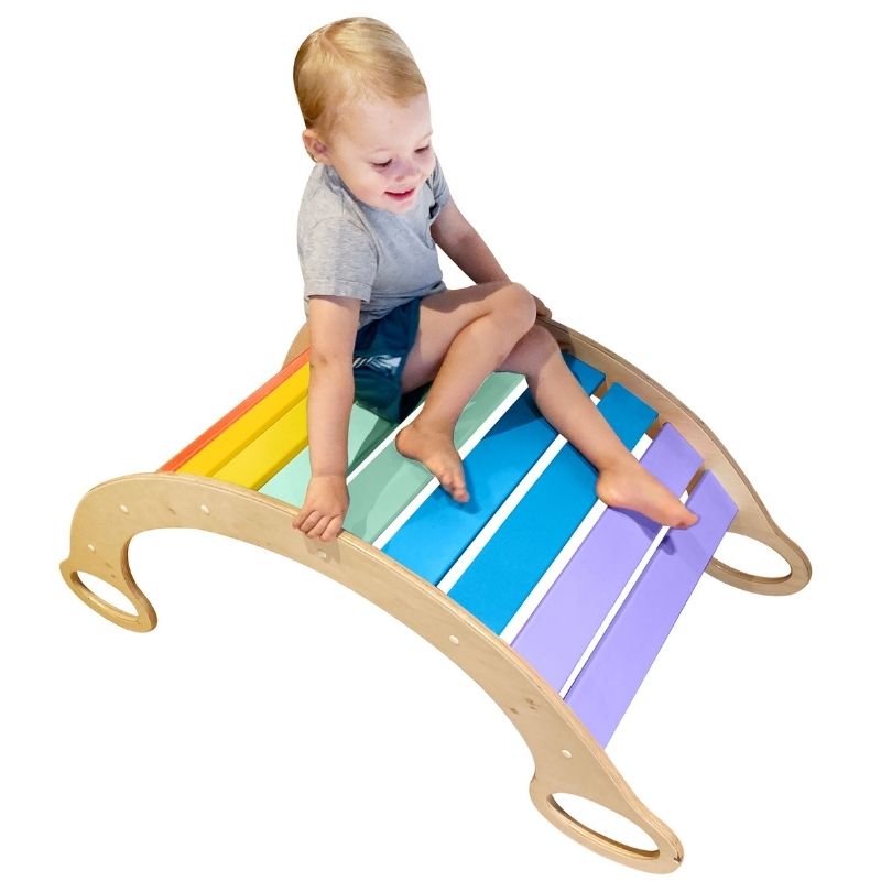Tunnel en bois à bascule - Jeux et jouets sensoriels pour enfants