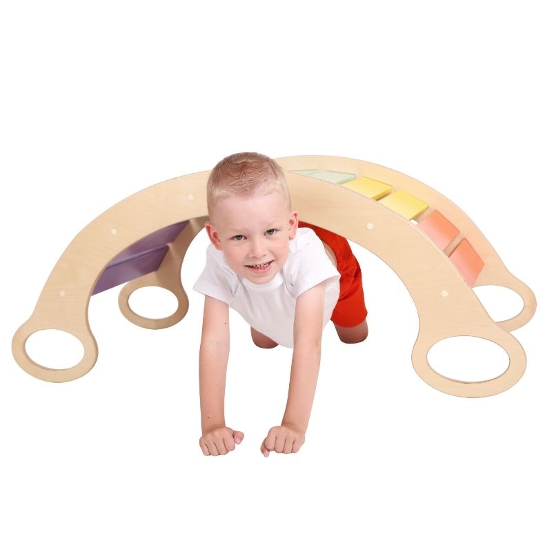 Tunnel en bois à bascule - Jeux et jouets sensoriels pour enfants