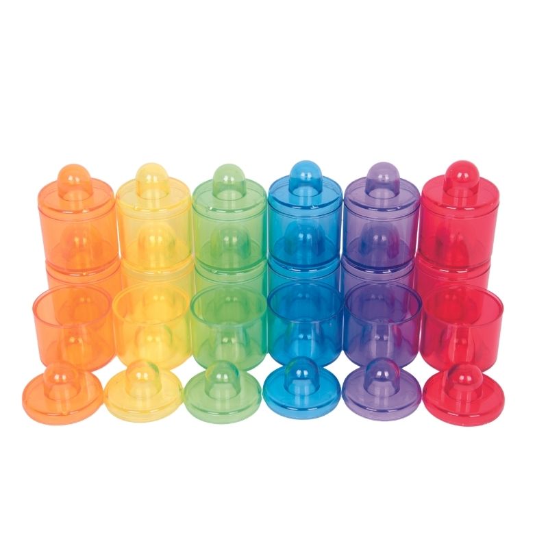 18 pots de couleurs translucides lumineux Activité sensorielle - Jilu
