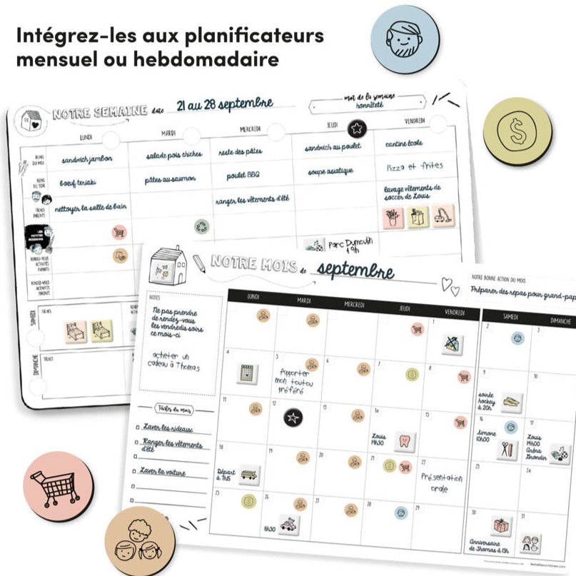 Planificateur Familial Hebdomadaire (magnétique) - Les Crodiles